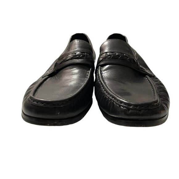 Towncraft Mens Black Leather Made In Italy Braided Loafer Shoes Size 10 EEE main image 9